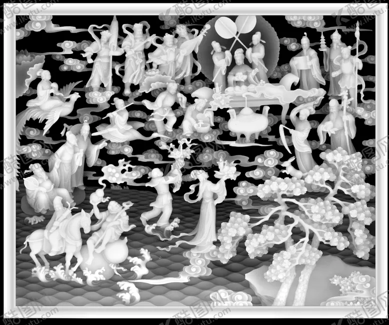 编号：20836509261925278629【酷图网】源文件下载-蟠桃会灰度图