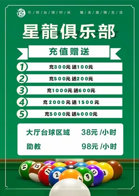 台球俱乐部海报充值厅馆设计