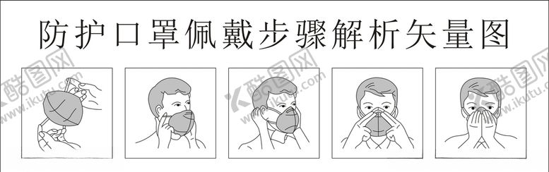 编号：48776409241214173676【酷图网】源文件下载-口罩佩带方法步骤矢量图
