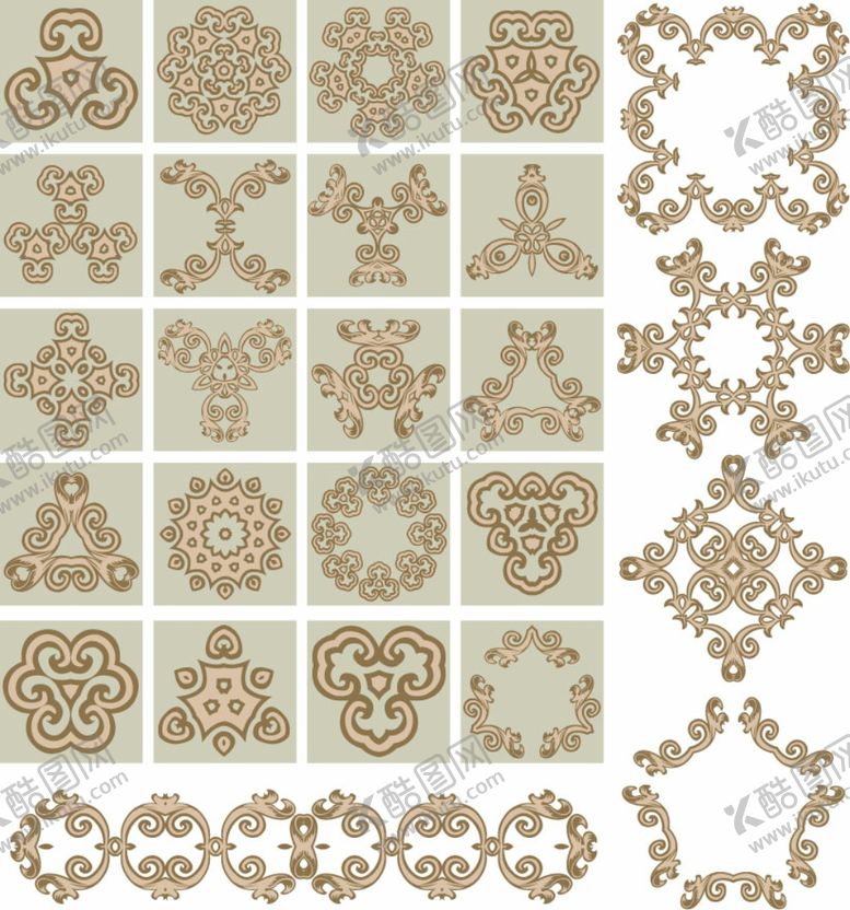 编号：33886709290128014984【酷图网】源文件下载-各种圆形瓦当矢量素材