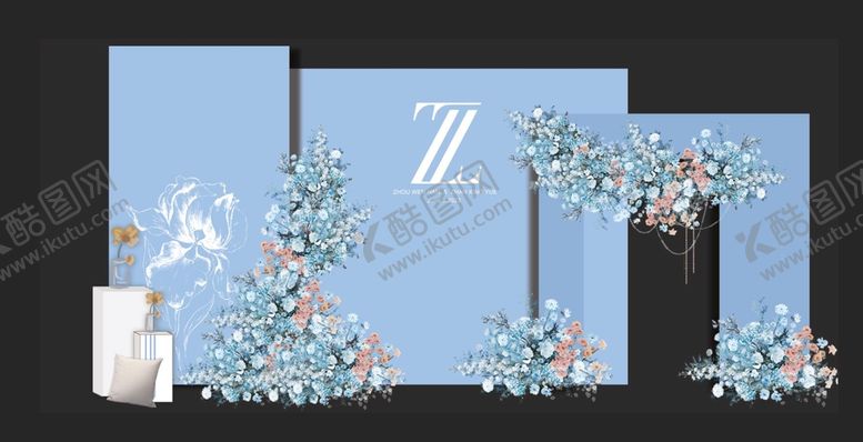 编号：70823609221125599705【酷图网】源文件下载-浅蓝色婚礼迎宾区效果图