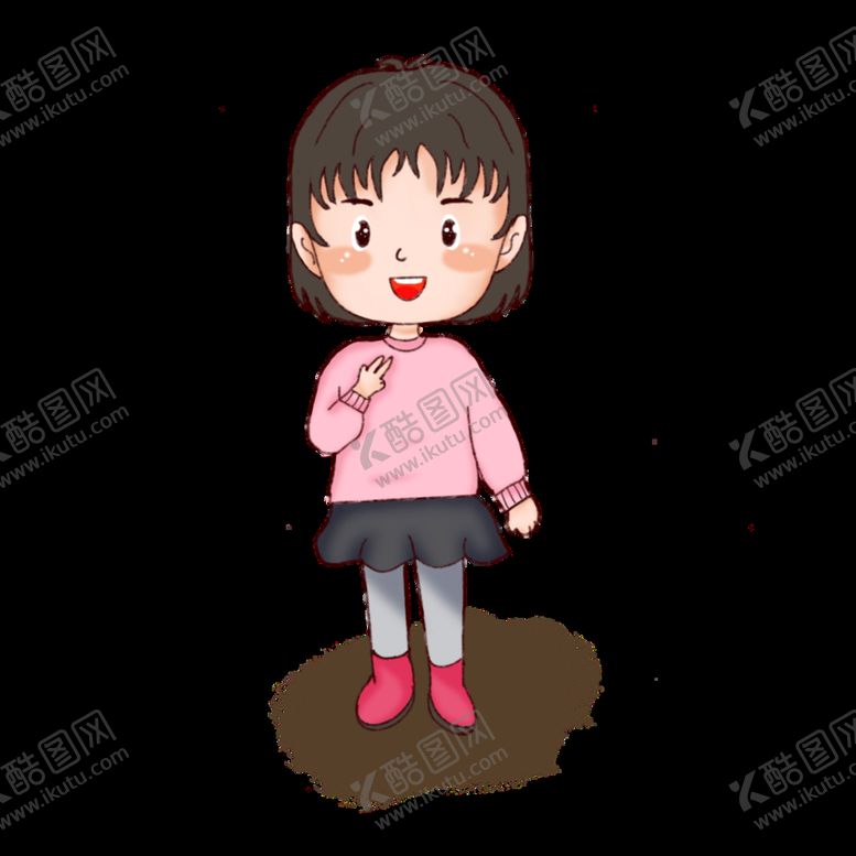 编号：16495309210028453529【酷图网】源文件下载-可爱手绘卡通剪刀手小女孩子