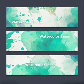 抽象水彩三联装饰画