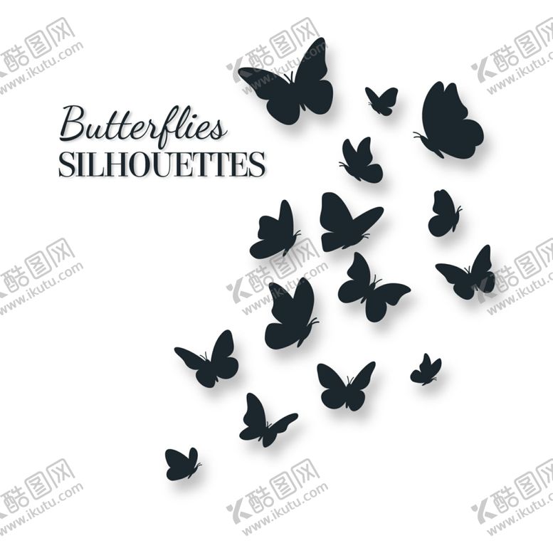 编号：60346809291354087850【酷图网】源文件下载-蝴蝶飞舞黑白剪影素材