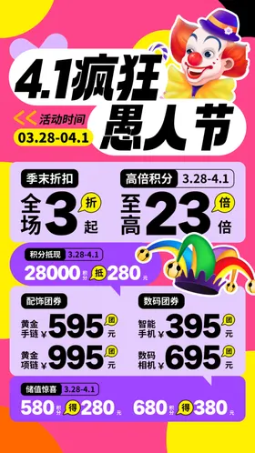 愚人节海报小丑小丑元素模板
