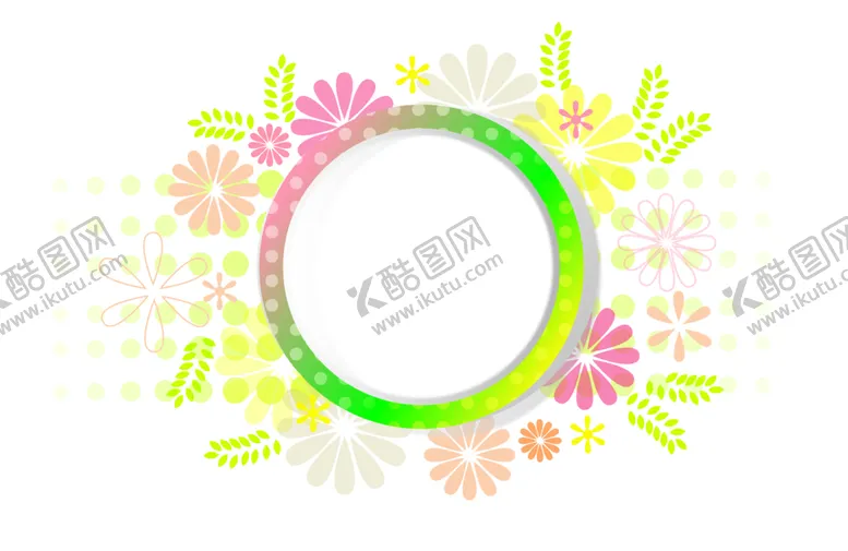 编号：45297412221541294419【酷图网】源文件下载-水彩花卉花朵叶子圆形边框