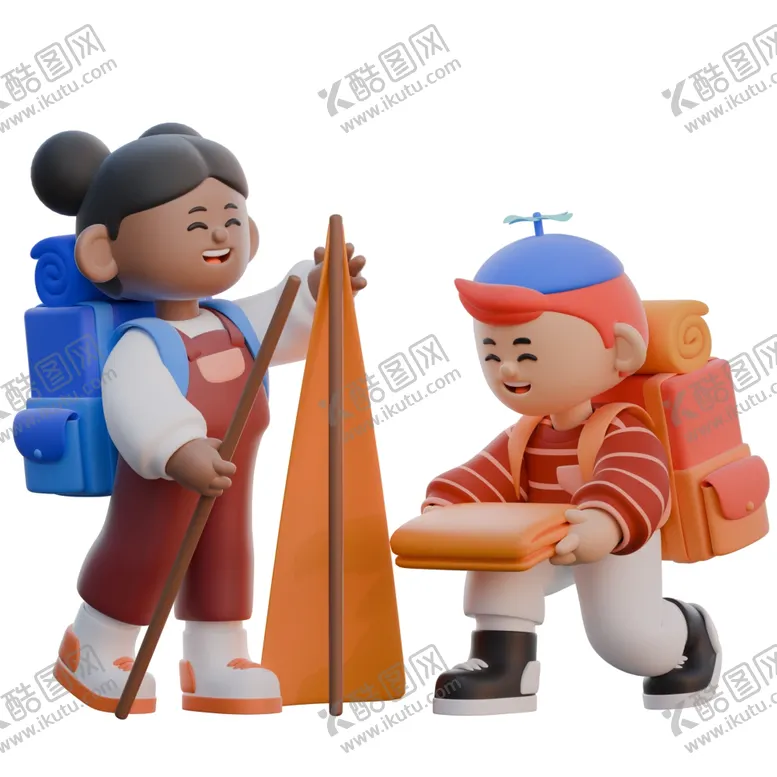 编号：93265101190501509057【酷图网】源文件下载-3D立体野营人物