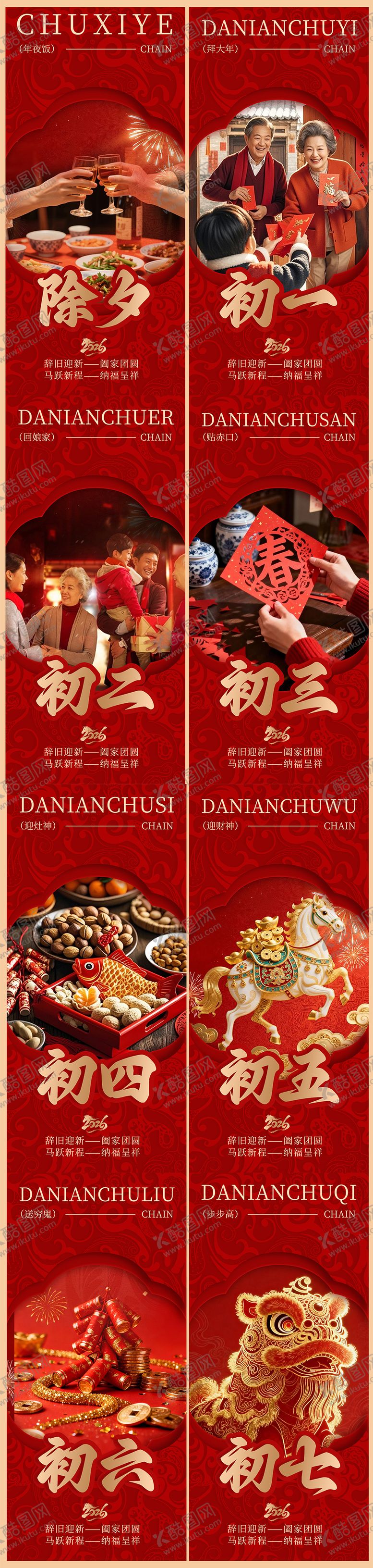 编号：53910602100210077676【酷图网】源文件下载-除夕初一至初七