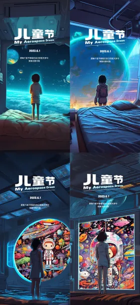 六一儿童节海报航空公历日系列