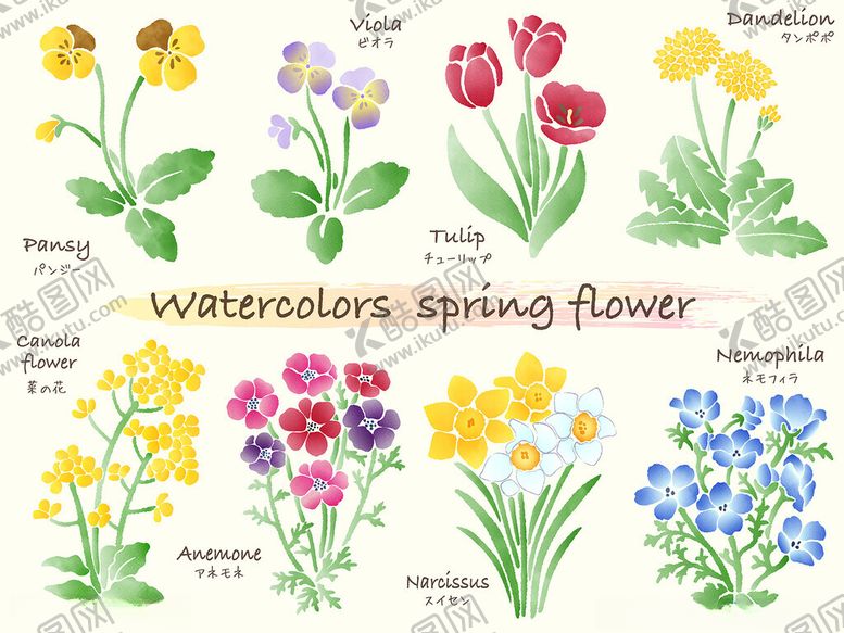 编号：35940509220325322460【酷图网】源文件下载-手绘春季野花插画