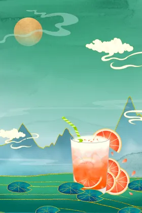 中式山水海报背景创意国风风时尚国国潮
