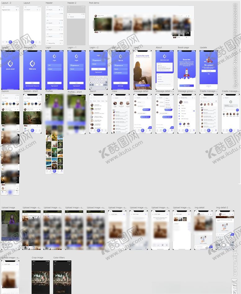 编号：64565907122016424830【酷图网】源文件下载-xd社交蓝紫色UI设计登录页注
