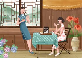 古典女性手绘女性