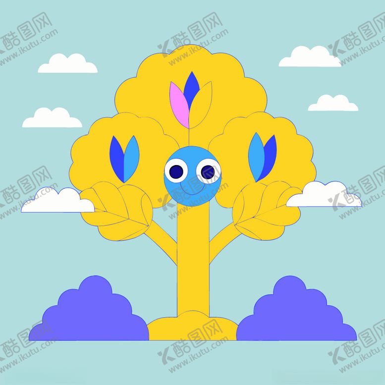编号：94364302061641333145【酷图网】源文件下载-可爱卡通树木插画