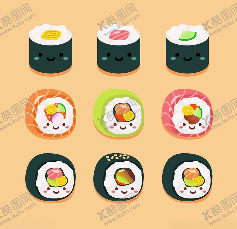 编号：22144710092036579741【酷图网】源文件下载-可爱寿司