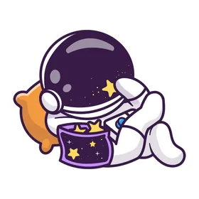 卡通宇航员天插画宙人月亮
