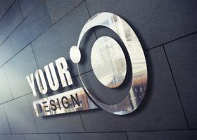 logo样机形象柱LOGO设计金属字背景墙
