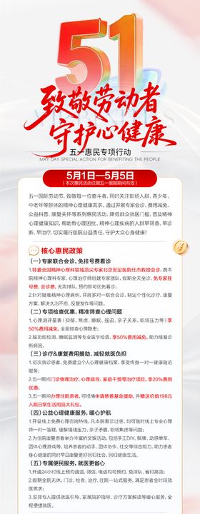 五一医疗医院惠民政策长图海报
