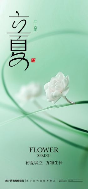 立夏节气海报简约花朵二十四