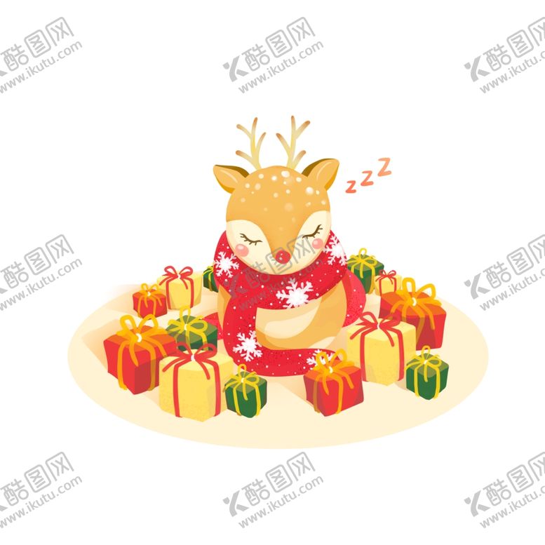 圣诞鹿卡通鹿手绘幼儿园插画草丛