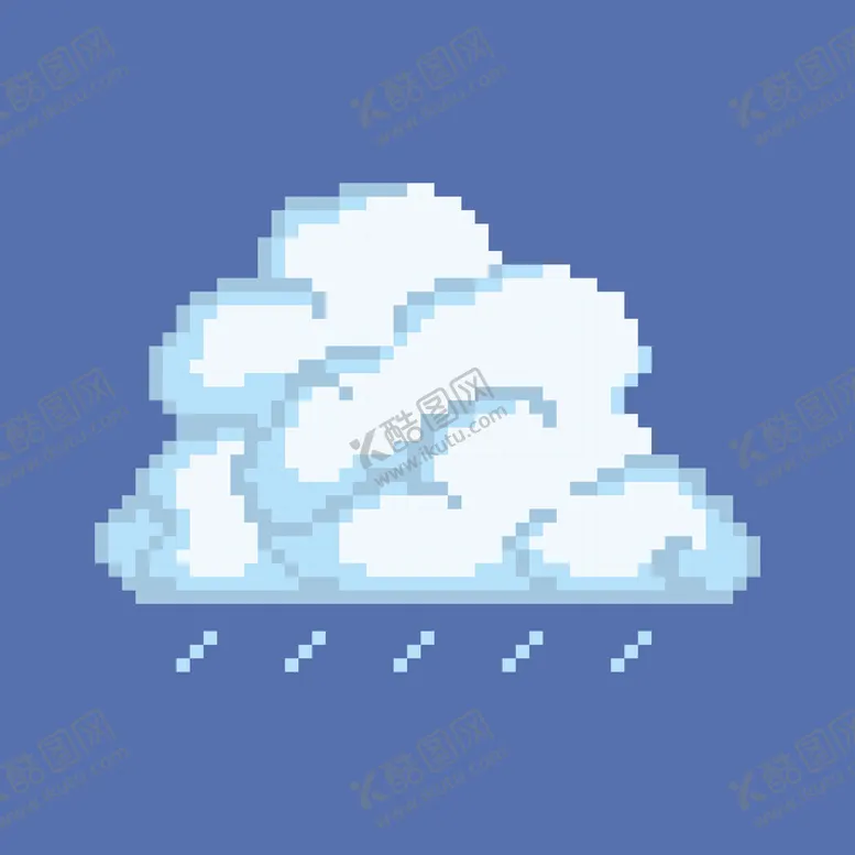 编号：80075812101323531519【酷图网】源文件下载-矢量云朵下雨天气像素化风格