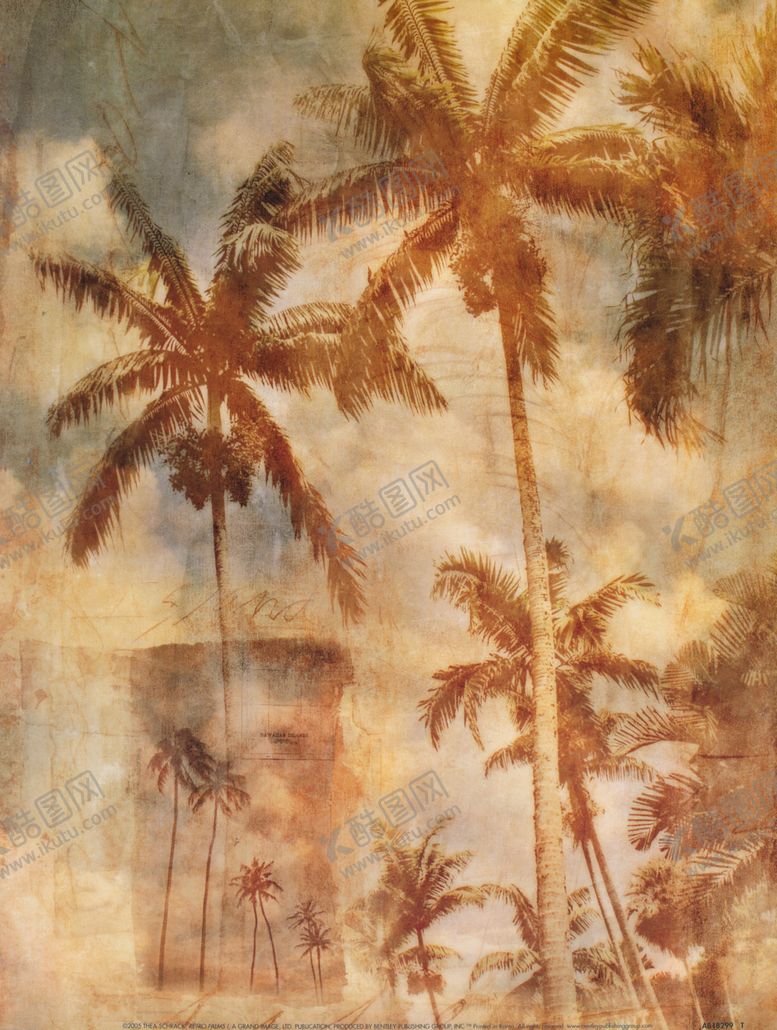 编号：30800009150037014163【酷图网】源文件下载-美式椰树复古装饰画