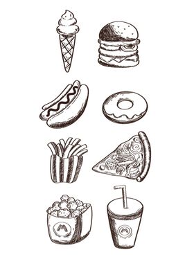 手绘食物线描食物食物线稿