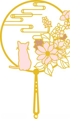 猫咪团扇书签