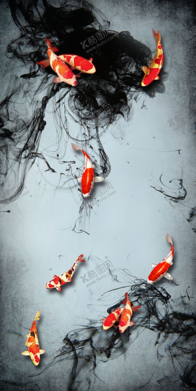 编号：41681909171949424241【酷图网】源文件下载-水墨金鱼玄关画