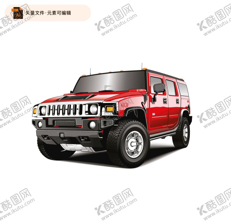编号：39260709281452181542【酷图网】源文件下载-红色越野车矢量素材