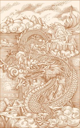 中国龙新年版画