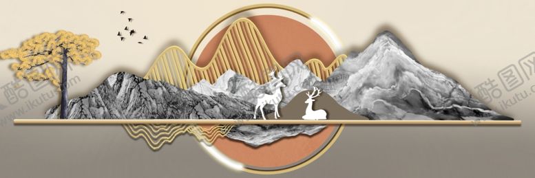 编号：37105704021344011705【酷图网】源文件下载-中式山水意境插画