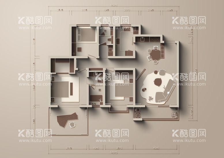 编号：55339411280109392580【酷图网】源文件下载-户型彩平