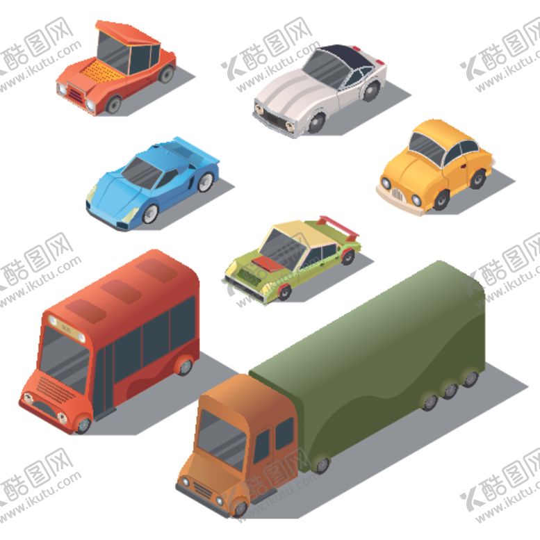 编号：29248310261427181763【酷图网】源文件下载-立体2.5D卡通特种车交通工具