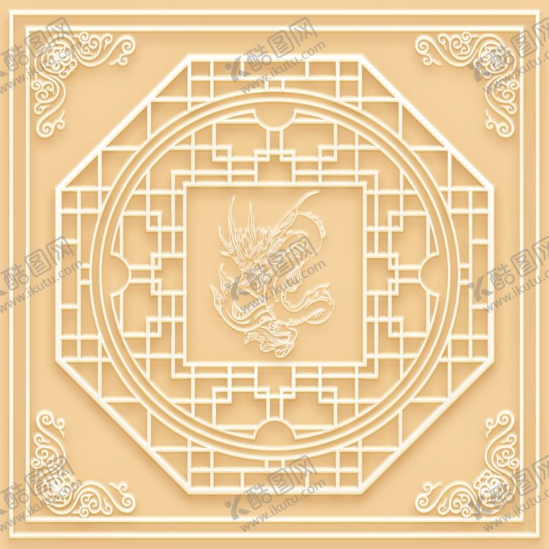 编号：36546609181743194630【酷图网】源文件下载-吊顶天花玉雕八边形图腾