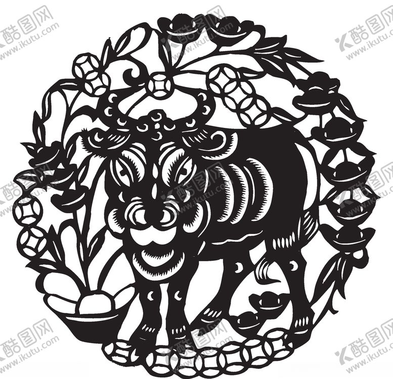 编号：27627509192344267628【酷图网】源文件下载-剪纸牛