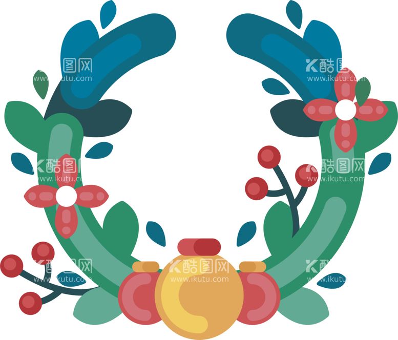编号：39934212201915584686【酷图网】源文件下载-圣诞花环免抠图 