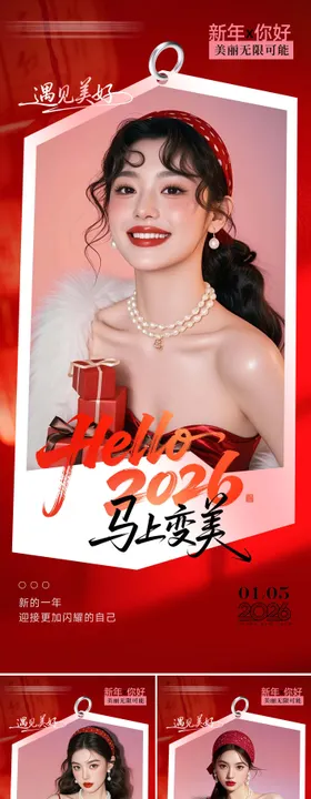 医美整形早安新年系列海报