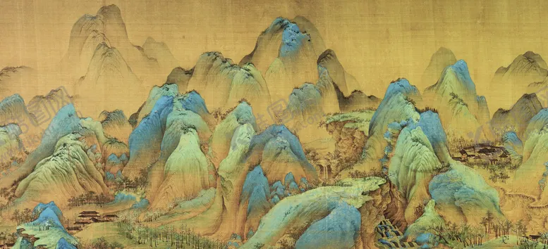 千里江山复古水水画局部取景