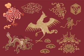 凤凰龙中国元素矢量图