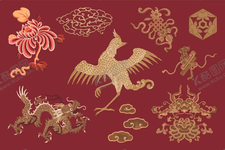 编号：24366809281636121060【酷图网】源文件下载-凤凰龙中国元素矢量图