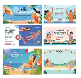 夏日海滩度假插画集合