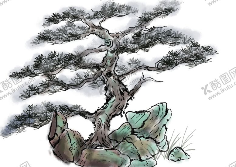 编号：63201309230439147316【酷图网】源文件下载-水墨中国风迎客松