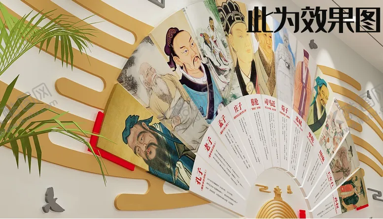 编号：67924509150255223869【酷图网】源文件下载-校园古典名人文化墙