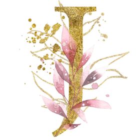 手绘水彩花卉英文字母logo