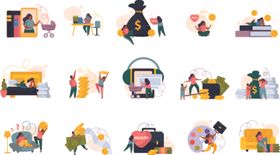 多彩卡通户外休闲活动图标