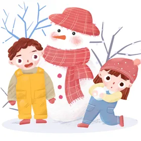 雪人节日麋鹿小