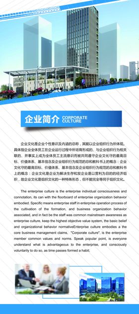 企业简介竖版蓝色展架