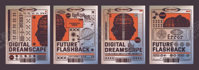 编号：93501504030540363401【酷图网】源文件下载-千禧风赛博朋克科幻海报