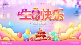 生日快乐背景聚会展板酒会